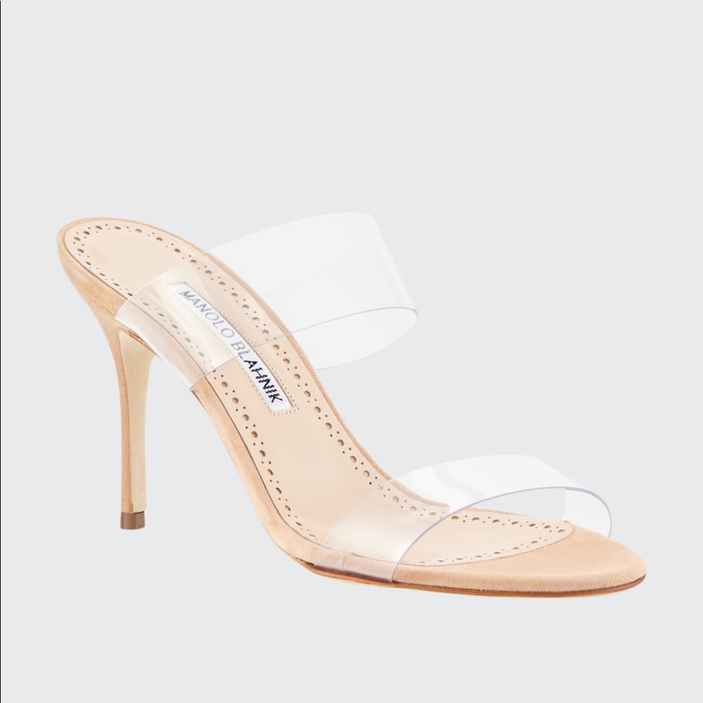 SOLD!! Manolo Blahnik Scolto PVC Two-Strap Sandals